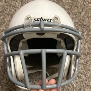 Schutt White Football Helmet with Gray Facemask